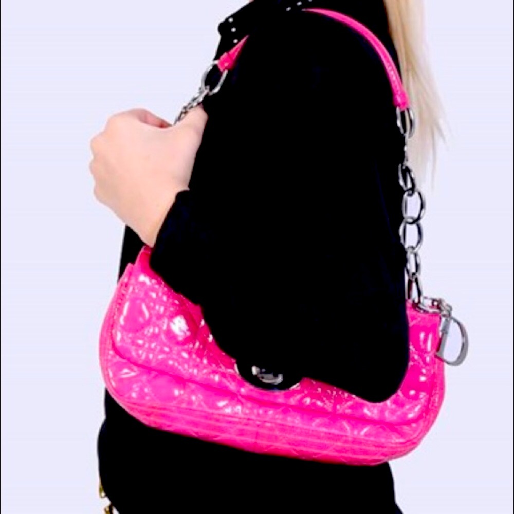Dior Grand Sac Rendez-Vous Pink Fuchsia Patent Leather Shoulder bag - Picture 12 of 13